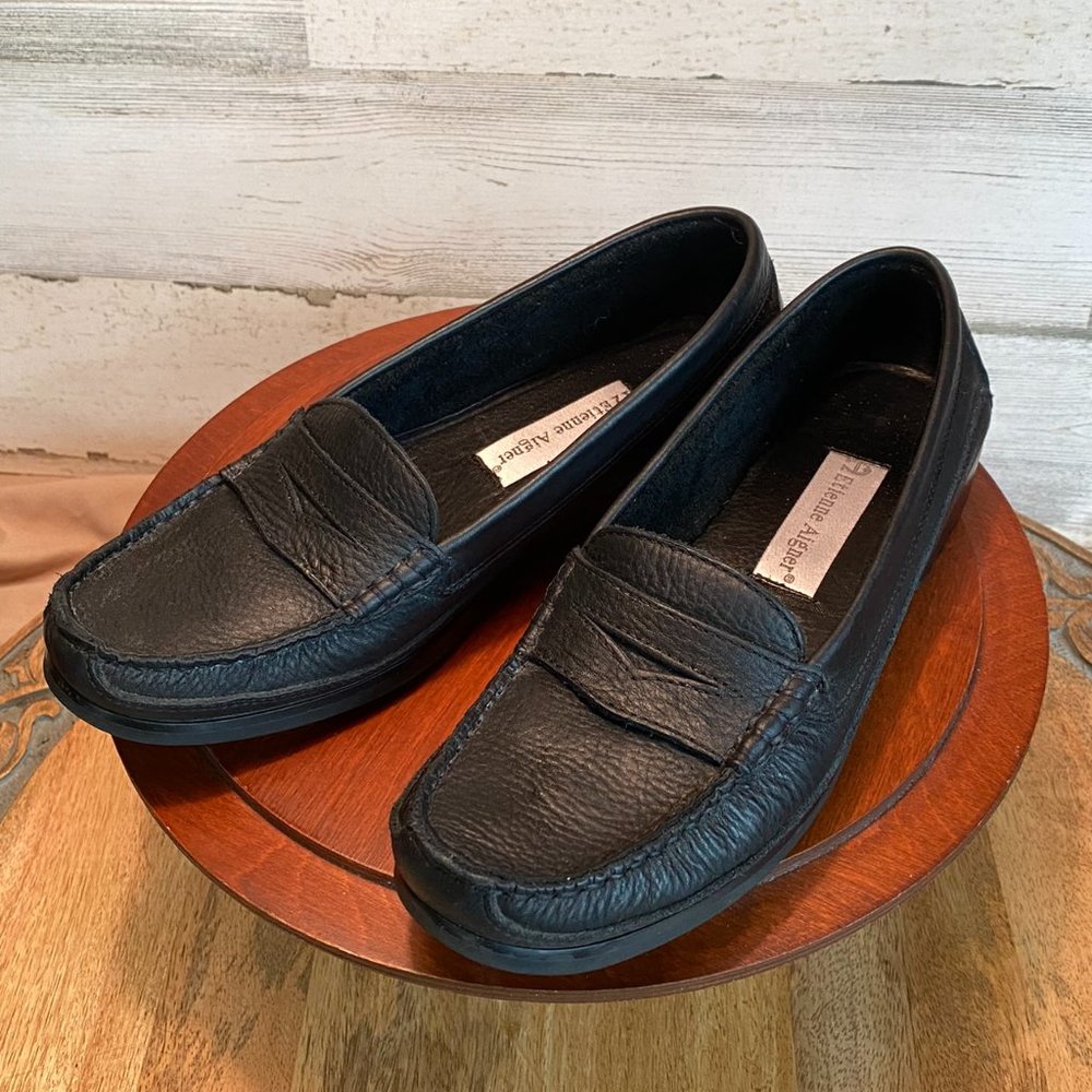 ETIENNE AIGNER  VINTAGE BLACK LEATHER "VERMONT" LOAFERS SIZE 7M
